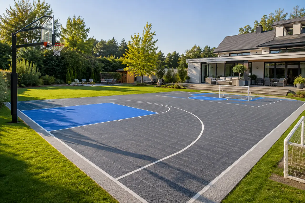Terrain de sports dans un jardin : multisports, basket ou dalles clipsables, quelle solution choisir ?
