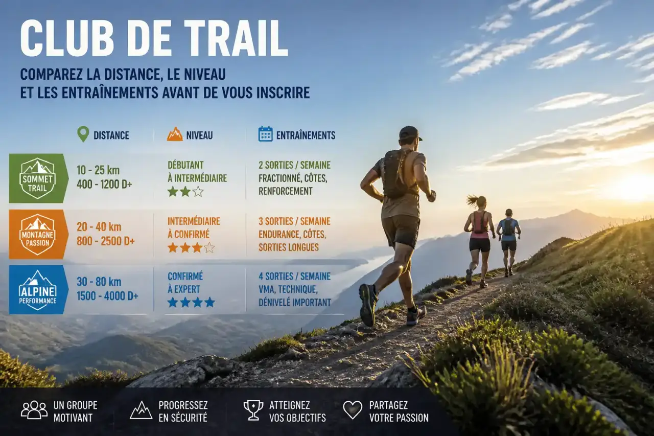 Club de trail : comparez la distance, le niveau et les entraînements avant de vous inscrire