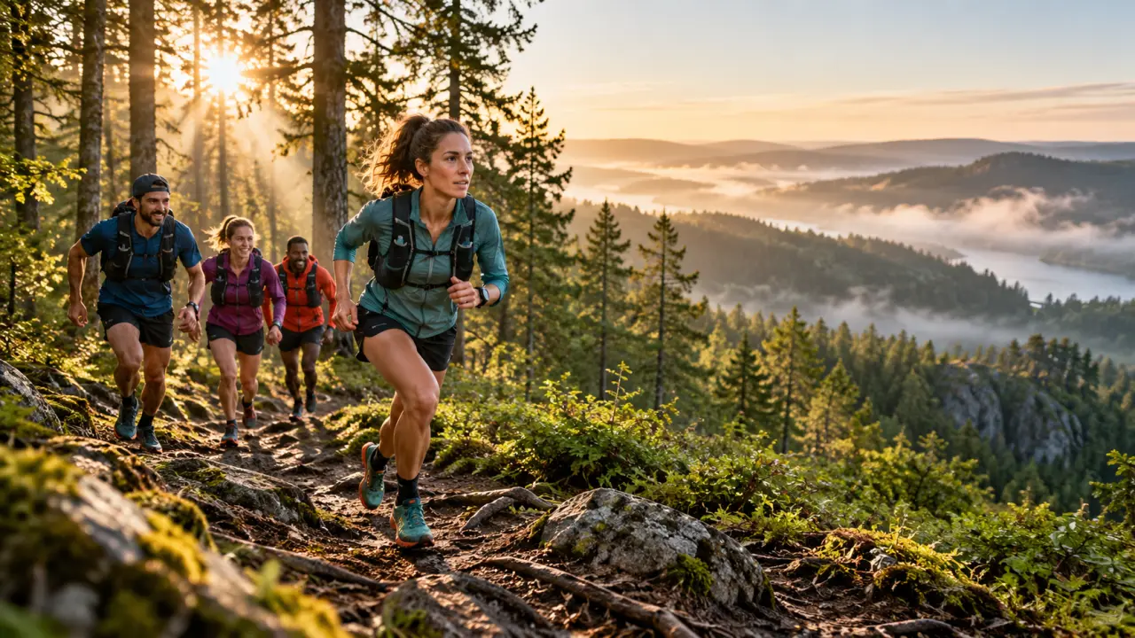 Coureur en pleine séance de trail sur un sentier naturel