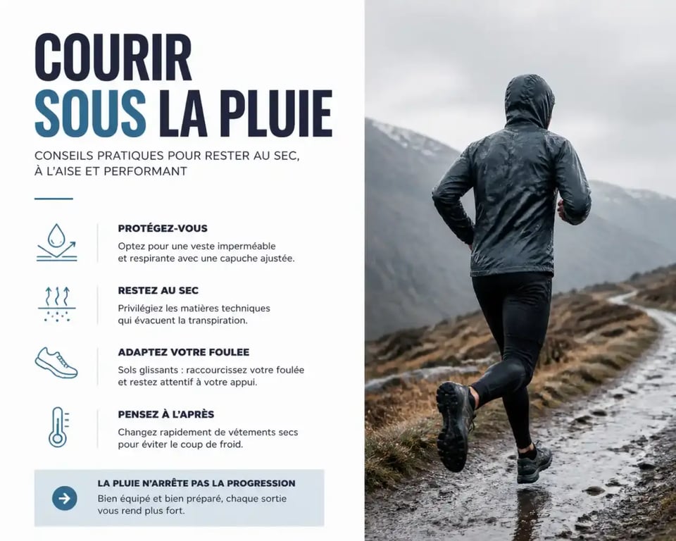 Coureur portant une veste de course imperméable sous la pluie