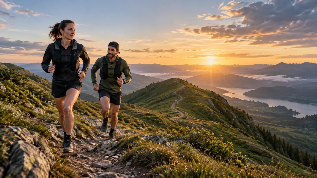 Coureur progressant sur un sentier de trail vallonné